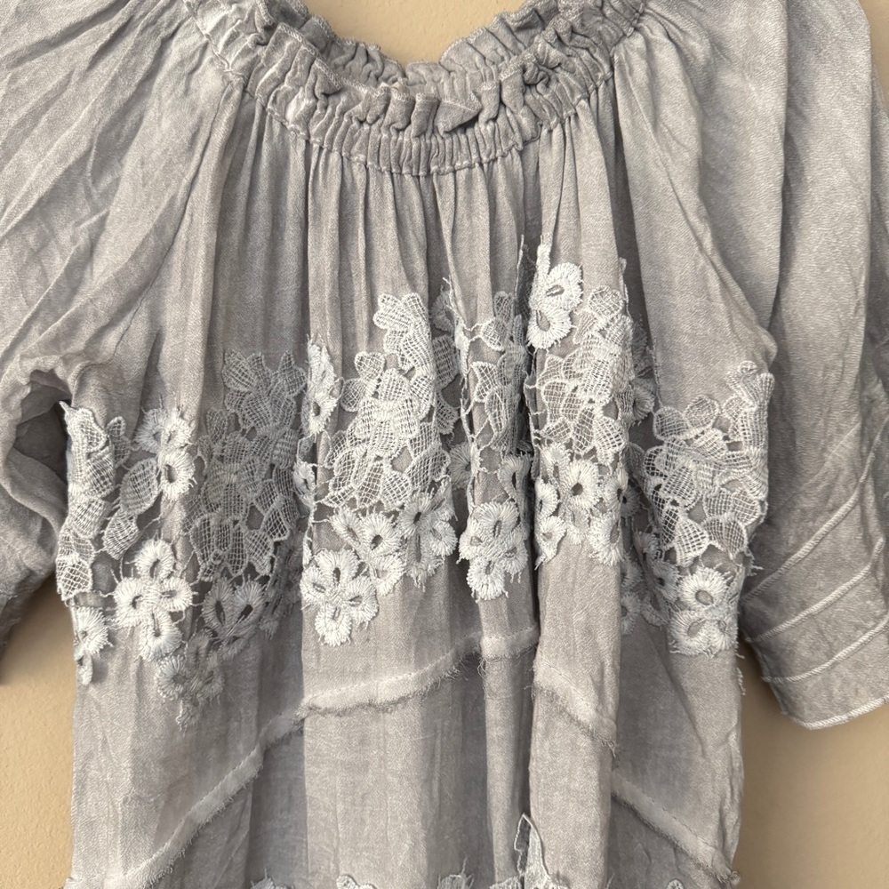 NWOT POL Boho Gauzy Lace Blouse Top Size S - Picture 5 of 8